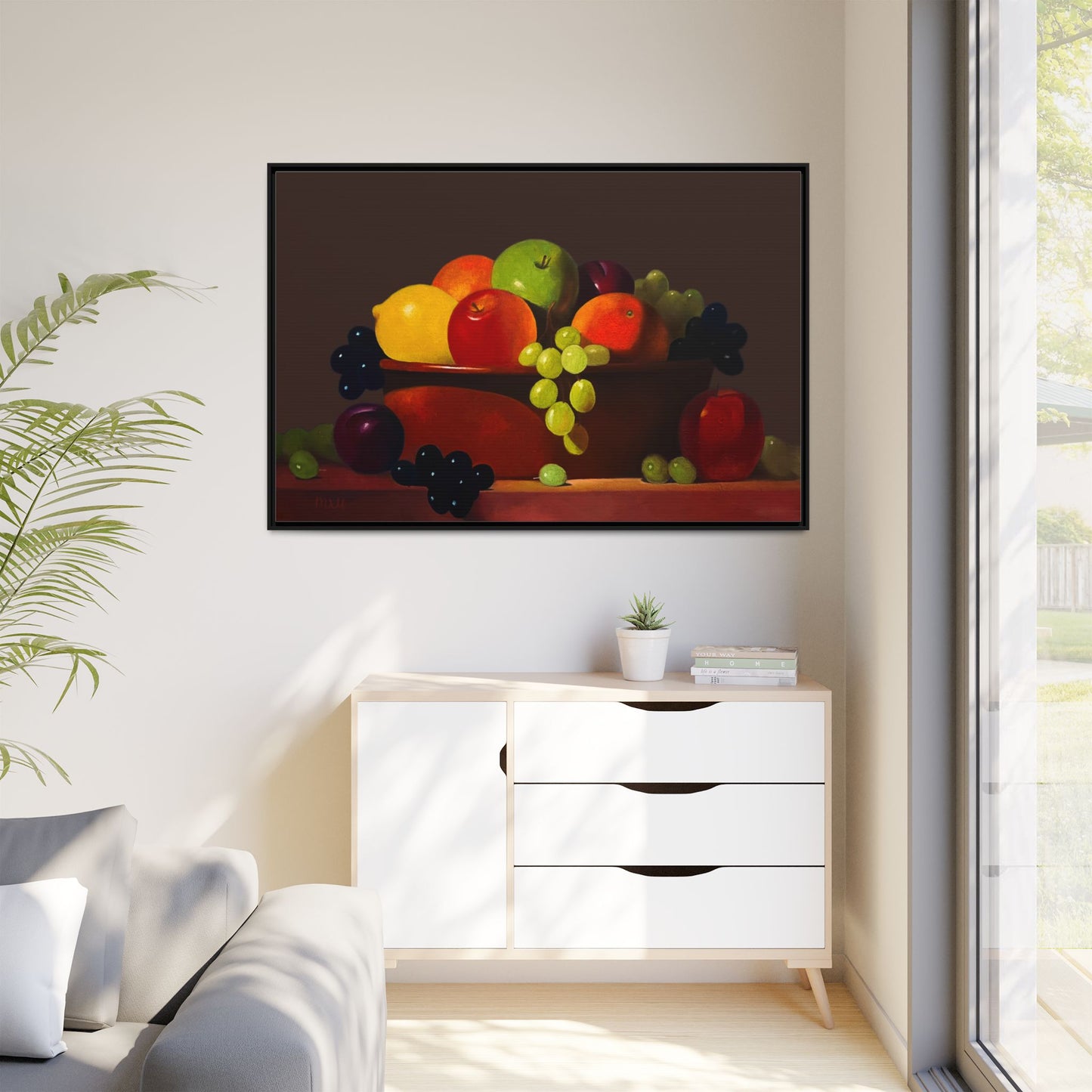 Fruit Basket PAINTING Matte Canvas, Framed (Multi-color)