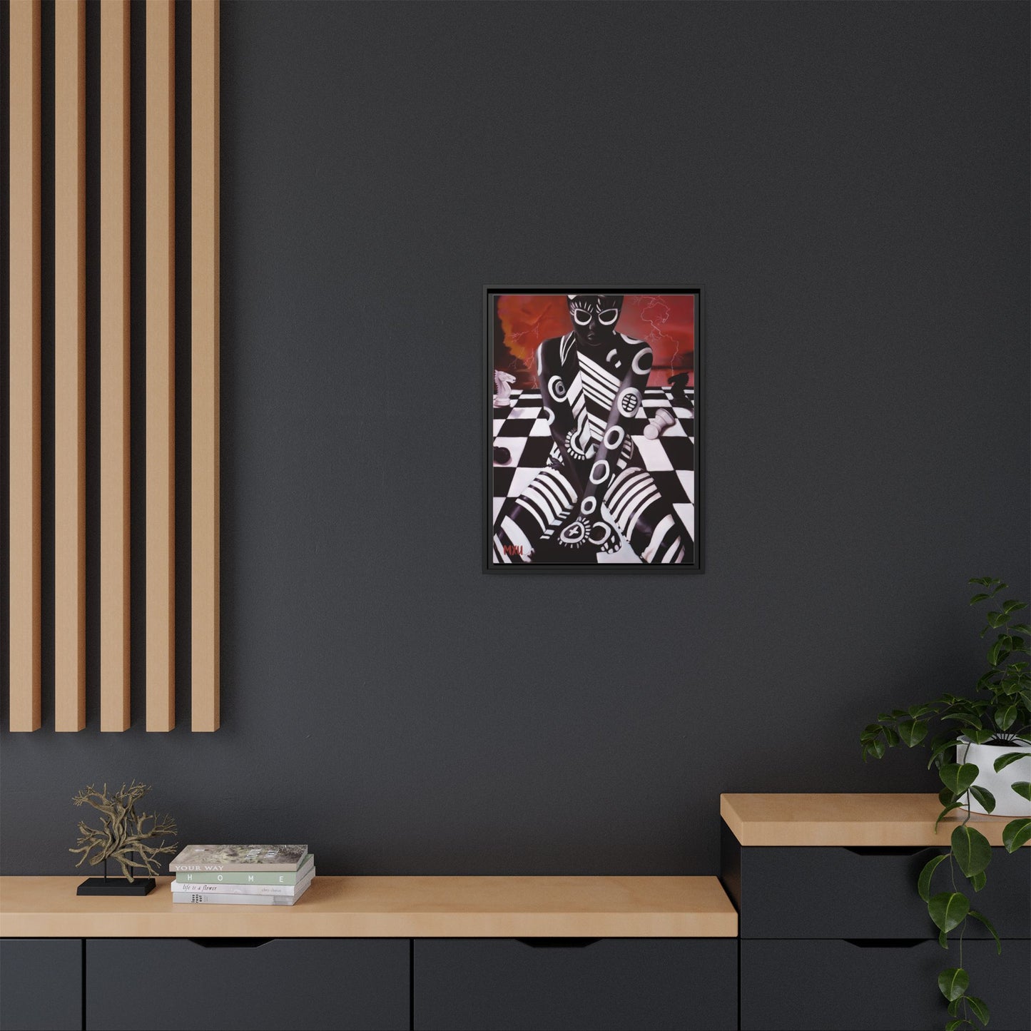 Chess painting Abstract Matte Canvas, Framed (Multi-color)