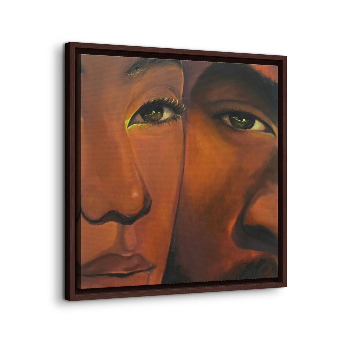 Framed Canvas Portrait Art – Intimate Couple Face Painting “In his Image”