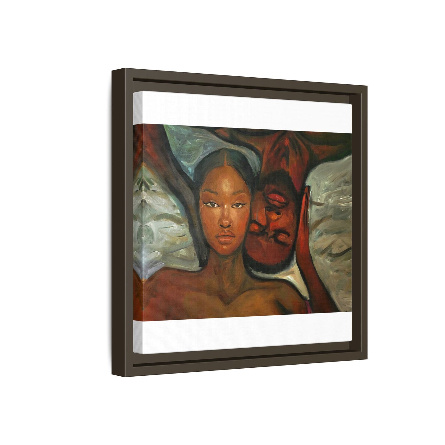 Canvas Print - Emotional Oil Painting of Couple in Bed