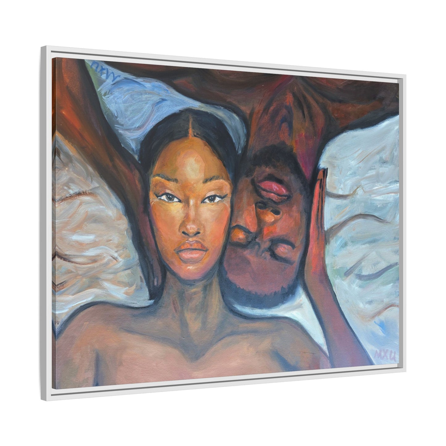 Canvas Framed Wall Art Print, Couples Art, Modern Home Decor, Romantic Artwork, Gift for Her, Bedroom Wall Decor