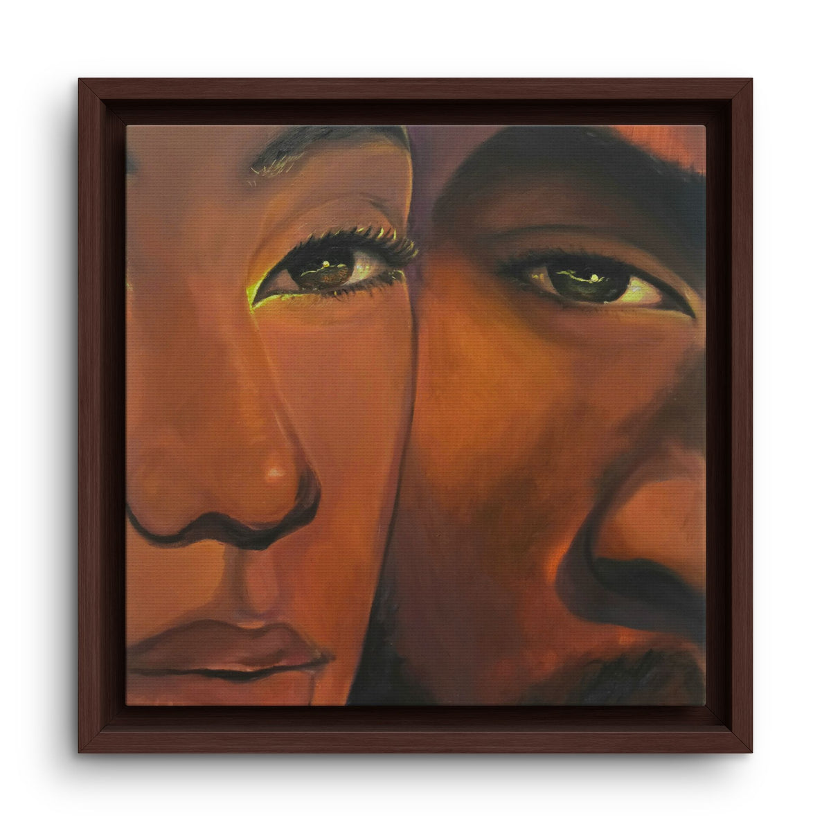Framed Canvas Portrait Art – Intimate Couple Face Painting “In his Image”