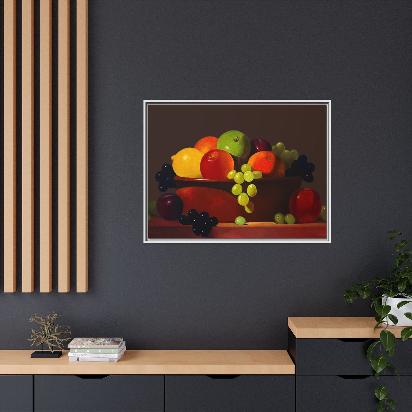 Fruit Basket PAINTING Matte Canvas, Framed (Multi-color)