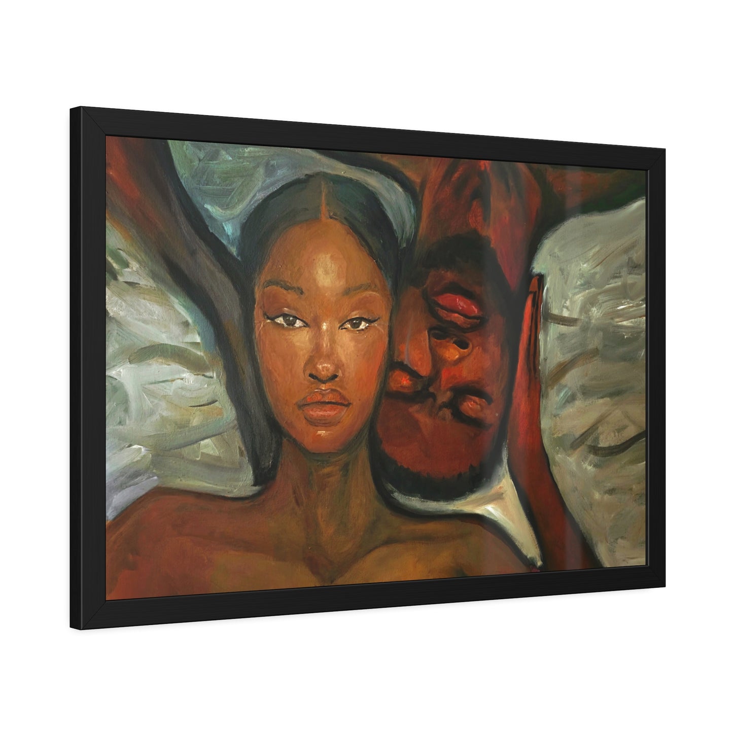 Framed Wall Art, Black Couple Portrait, Home Decor, Unique Gift, Modern Art, Relationship Celebration