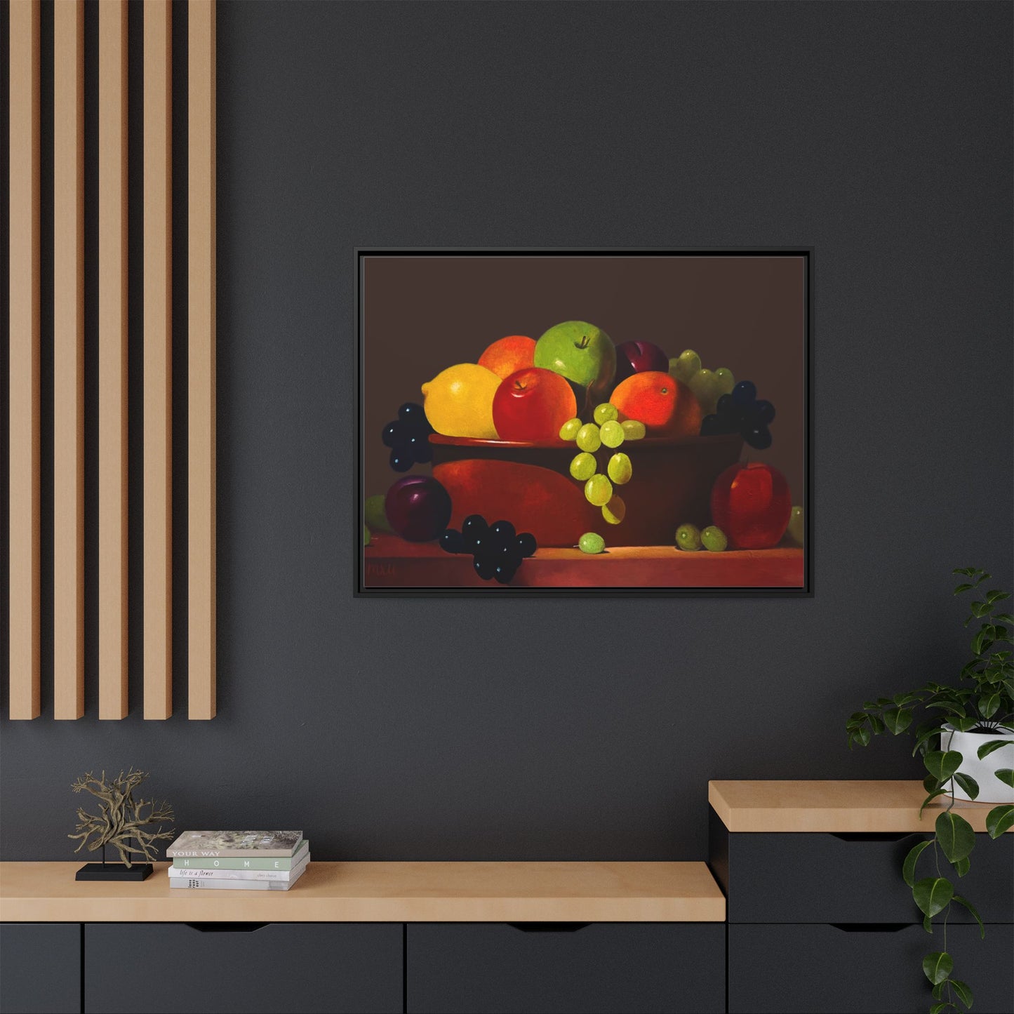 Fruit Basket PAINTING Matte Canvas, Framed (Multi-color)