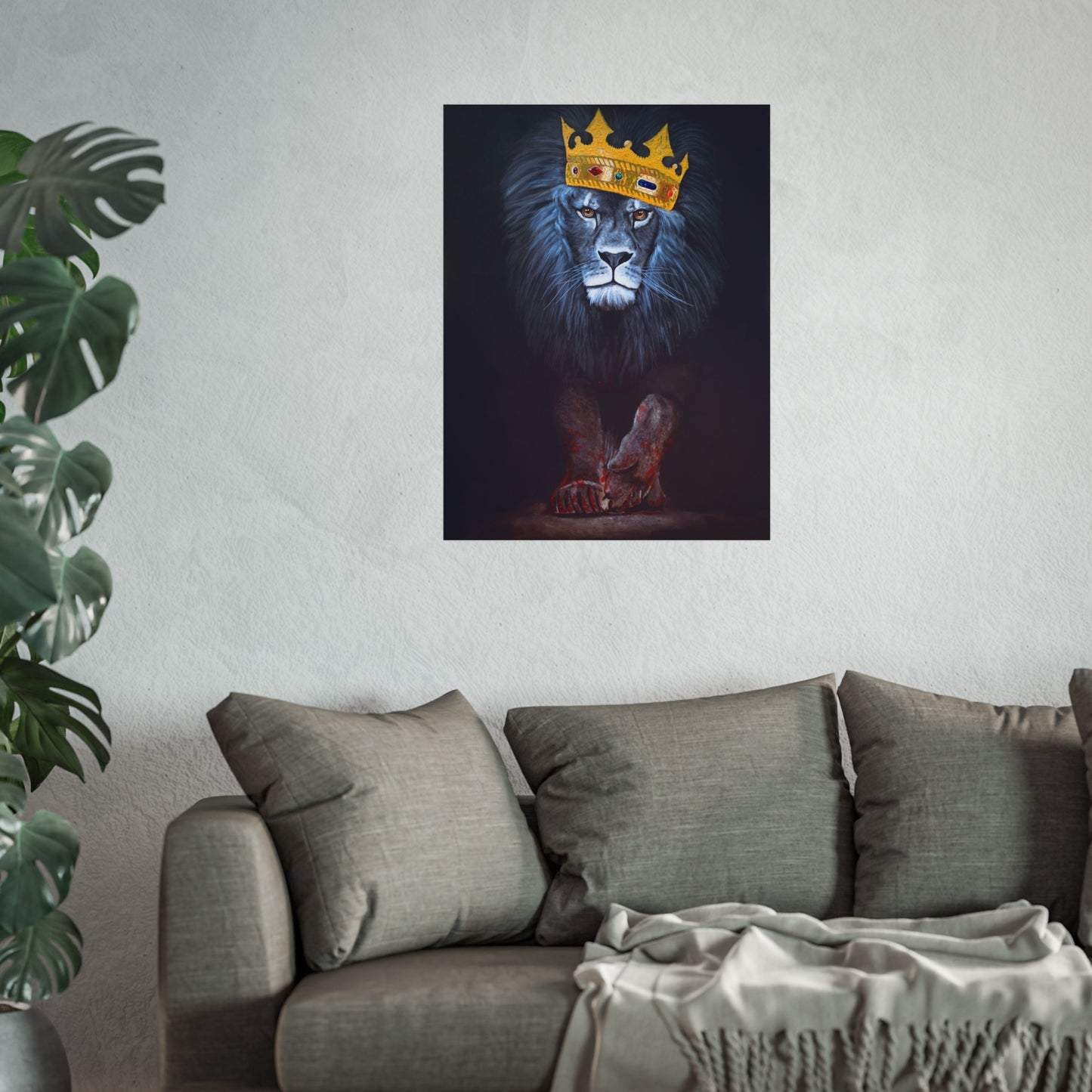 Regal Lion Art Print, Wall Decor, Animal Lovers Gift, Crowned Lion Poster, Bold Office Art, Unique Home Decor
