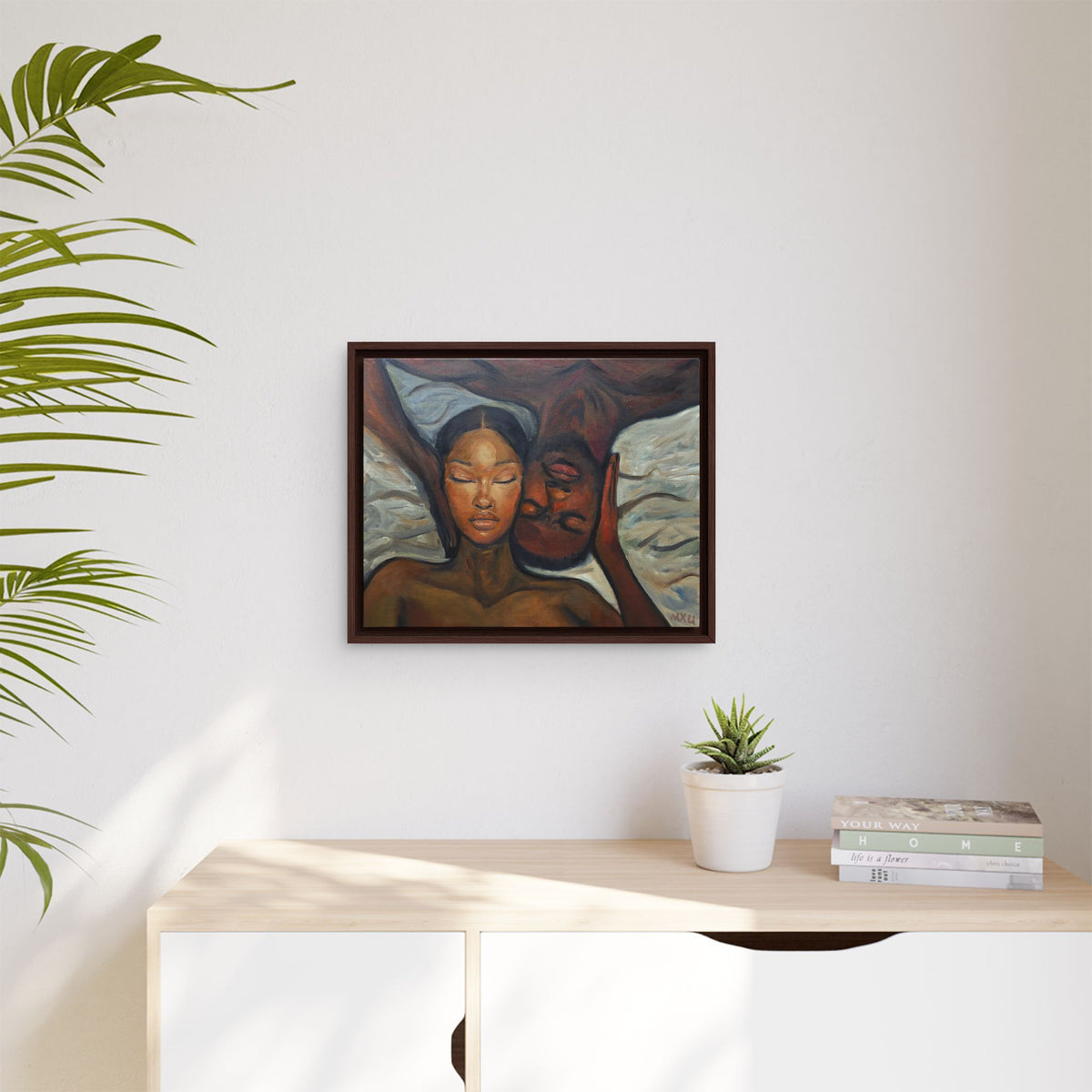 Framed Canvas Wall Art – Intimate Couple Portrait