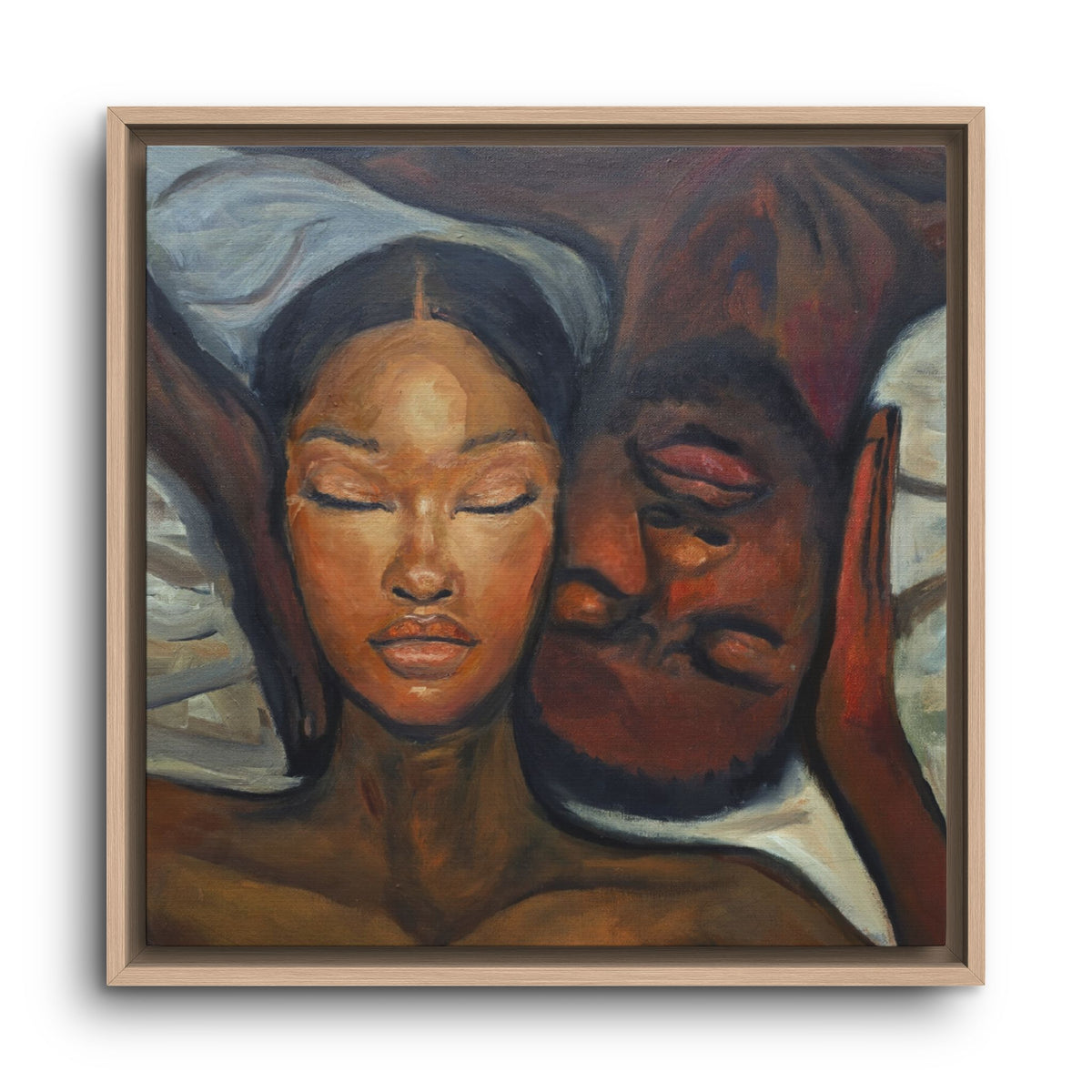 Framed Canvas Wall Art – Intimate Couple Portrait