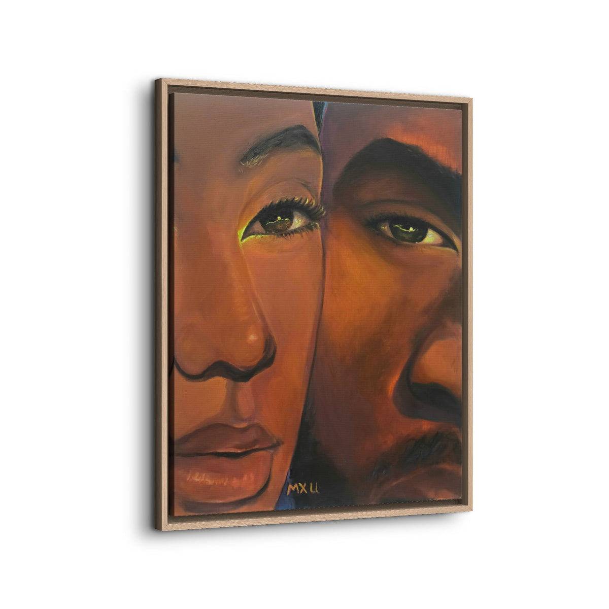 Framed Canvas Portrait Art – Intimate Couple Face Painting “In his Image”