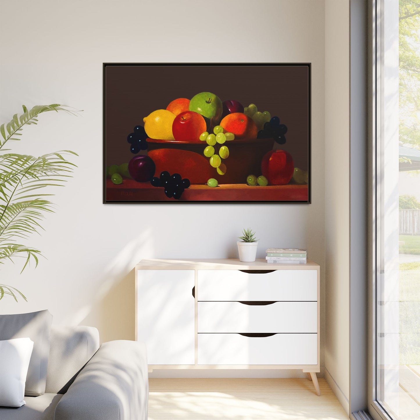 Fruit Basket PAINTING Matte Canvas, Framed (Multi-color)